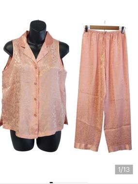 Vintage Jones New York Womens Pink Floral Print  Pajamas Sleep Wear Set Size S